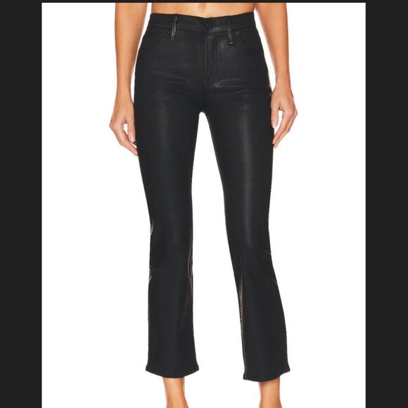 New Good American Good Legs Straight Leg Coated Jeans in Black size 0/25 - Picture 1 of 16